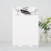 Moderne Marmer Paint Stroke Glitter Name Briefpapier (Staand voorkant)