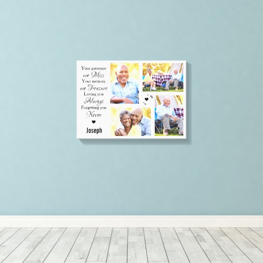 Moderne marmer Photo Collage Memorial Keepslag Canvas Afdruk (Insitu (Houten vloer))