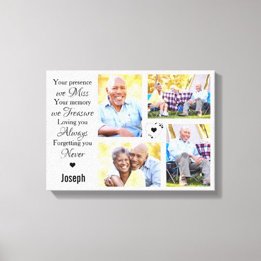 Moderne marmer Photo Collage Memorial Keepslag Canvas Afdruk (Voorkant)