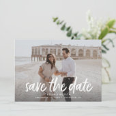 Moderne marmer Photo Save the Dates (Staand voorkant)