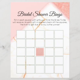Moderne marmer Pink en Gold Bridal Bingo
