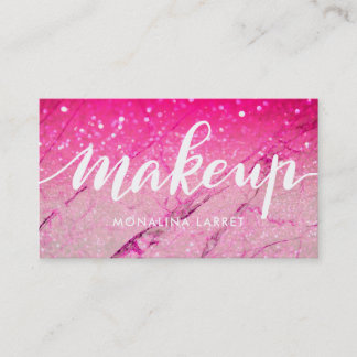Moderne marmer Pink Glitter Pattern Makeup Script Visitekaartje