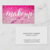 Moderne marmer Pink Glitter Pattern Makeup Script Visitekaartje (Voorkant / Achterkant)