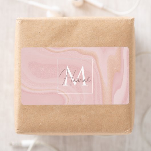 Moderne marmer Pink Gold Glitter Achtergrond Etiket (Insitu)