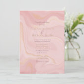 Moderne marmer Pink Gold Glitter Achtergrond Kaart (Staand voorkant)