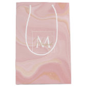 Moderne marmer Pink Gold Glitter Achtergrond Medium Cadeauzakje (Voorkant)