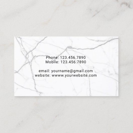 Moderne marmer Professional Custom Logo minimalist Visitekaartje (Achterkant)