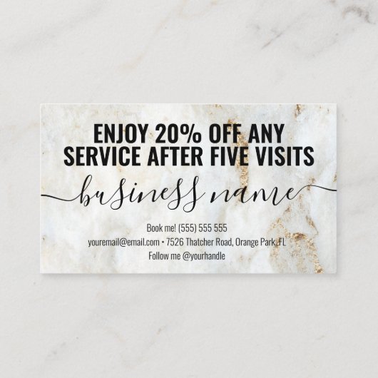 Moderne marmer Professional Loyalty-kaarten Klantenkaartje (Achterkant)