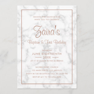 Moderne marmer Roos Gold Baptisme eerste verjaarda Kaart