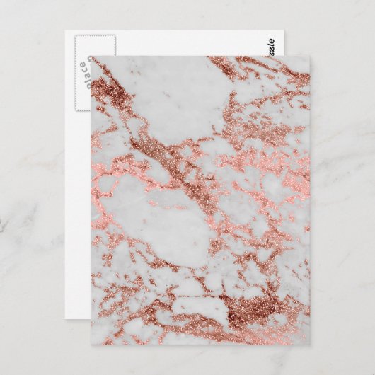 Moderne marmer Roos Gold Glitter Briefkaart (Voorkant / Achterkant)