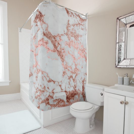 Moderne marmer Roos Gold Glitter Douchegordijn (In situ)