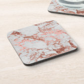 Moderne marmer Roos Gold Glitter Drankjes Onderzetter (Linkerzijde)