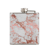 Moderne marmer Roos Gold Glitter Heupfles (Achterkant)