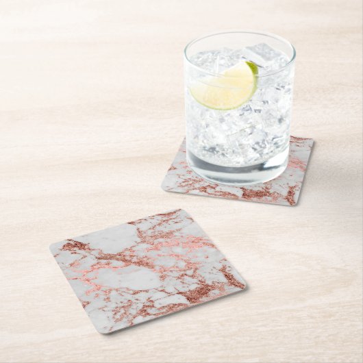 Moderne marmer Roos Gold Glitter Kartonnen Onderzetters (Insitu)