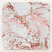 Moderne marmer Roos Gold Glitter Kartonnen Onderzetters (Voorkant)