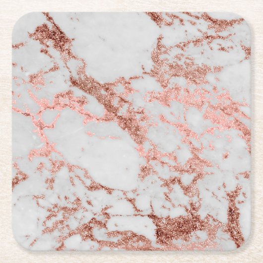 Moderne marmer Roos Gold Glitter Kartonnen Onderzetters (Voorkant)