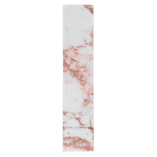 Moderne marmer Roos Gold Glitter Korte Tafelloper (Voorkant)