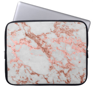 Moderne marmer Roos Gold Glitter Laptop Sleeve
