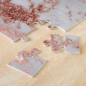 Moderne marmer Roos Gold Glitter Legpuzzel (Zijkant)
