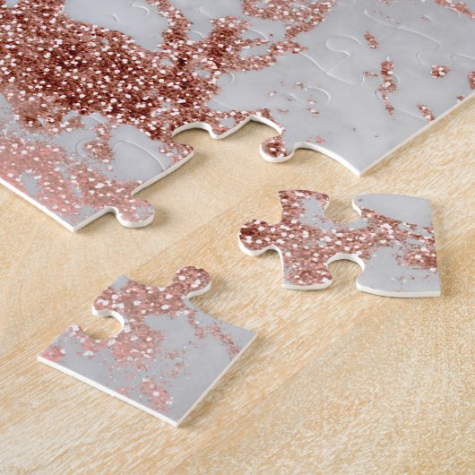 Moderne marmer Roos Gold Glitter Legpuzzel (Zijkant)