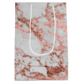 Moderne marmer Roos Gold Glitter Medium Cadeauzakje (Achterkant)