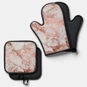 Moderne marmer Roos Gold Glitter Ovenwant & Pannenlap Set (Voorkant / Achterkant)