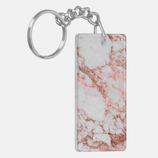 Moderne marmer Roos Gold Glitter Sleutelhanger (Voorkant Links)