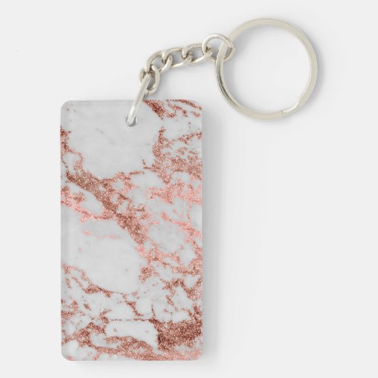 Moderne marmer Roos Gold Glitter Sleutelhanger (achterkant)
