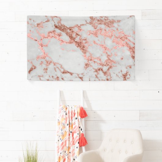 Moderne marmer Roos Gold Glitter Spandoek (Insitu)