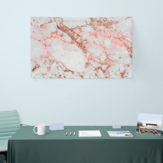 Moderne marmer Roos Gold Glitter Spandoek (Beurs)