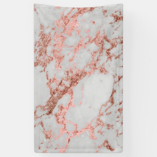 Moderne marmer Roos Gold Glitter Spandoek (Verticaal)