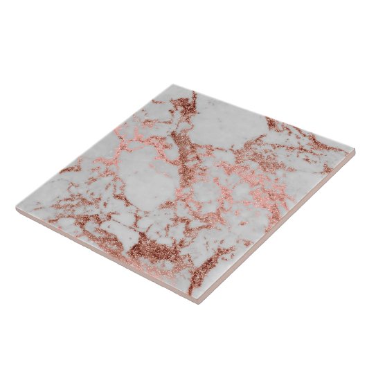 Moderne marmer Roos Gold Glitter Tegeltje (Zijkant)