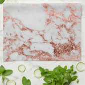 Moderne marmer Roos Gold Glitter Theedoek (Gevouwen)