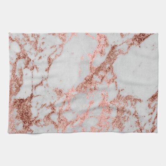 Moderne marmer Roos Gold Glitter Theedoek (Horizontaal)