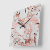 Moderne marmer Roos Gold Glitter Vierkante Klok (Hoek)