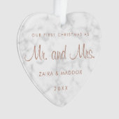 Moderne marmer Roos Gold onze eerste kerst Ornament (voorkant)