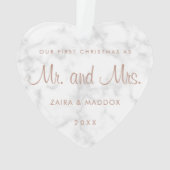 Moderne marmer Roos Gold onze eerste kerst Ornament (achterkant)