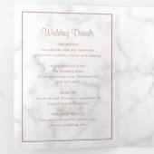 Moderne marmer Roos Gold Script Weddenschap Drieluik Uitnodiging (Binnenzijde eerst)