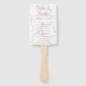 Moderne marmer Roos Gold Script Wedding Program Handwaaier (Voorkant)