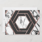 Moderne marmer Roos Gold Trim Hexagon Save the Dat Kaart (Achterkant)