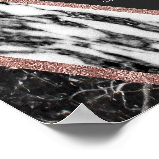 Moderne marmer Roos Gold Trim Hexagon Seating Char Poster (Hoek)