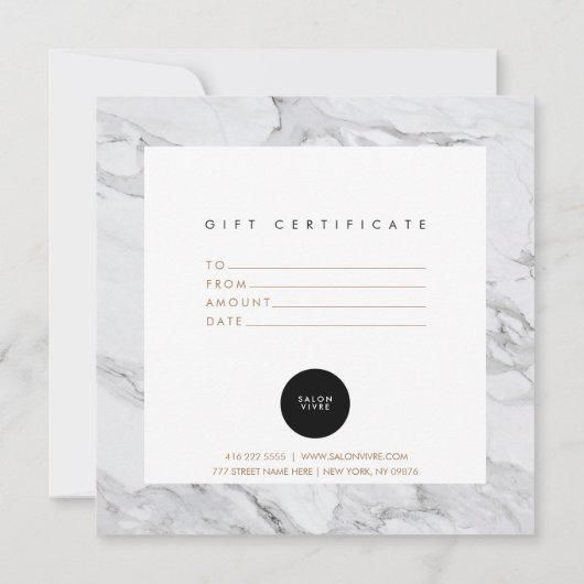 Moderne marmer Salon Cadeaubon (Achterkant)