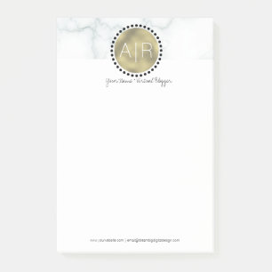 Moderne Marmer Simuleer Folie Monogram Post-it® Notes
