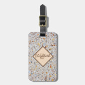 Moderne Marmer Steen Textuur, Monogram-Personalisa Bagagelabel (Voorkant verticaal)