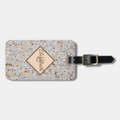 Moderne marmer Stone Texture, monogram-persoonlijk Bagagelabel (Voorkant horizontaal)