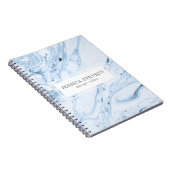 Moderne marmer Swirls White & Blue-Grey Notitieboek (Rechterzijde)