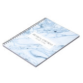 Moderne marmer Swirls White & Blue-Grey Notitieboek (Linkerzijde)