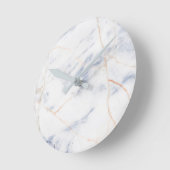 Moderne marmer Wall Clock White Grey and Gold Ronde Klok (Hoek)