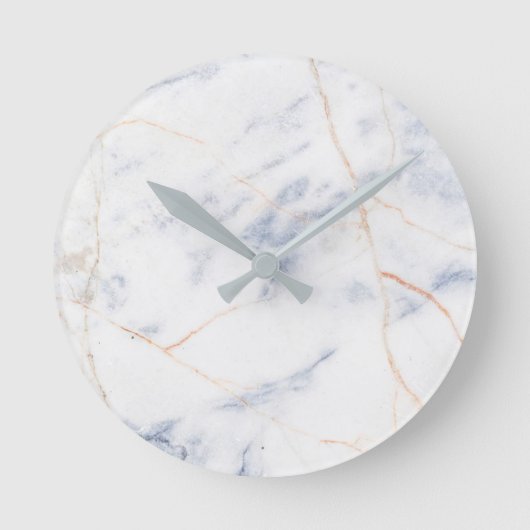 Moderne marmer Wall Clock White Grey and Gold Ronde Klok (Voorkant)