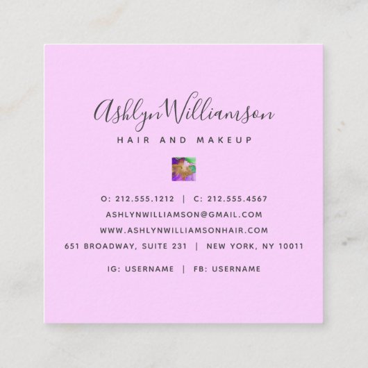 Moderne marmer waterverf goud paars groen en aqua vierkante visitekaartje (Achterkant)